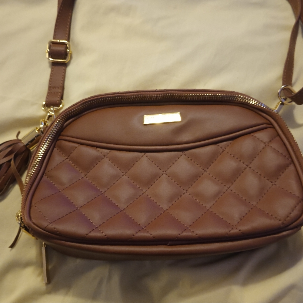 Brown Quilted Crossbody Bag